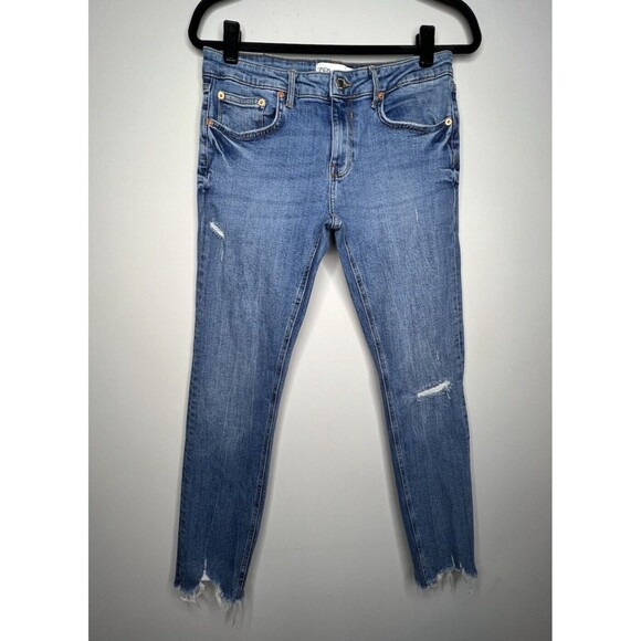 Zara Jeans Womens The Skinny US 10 EUR 42 Distressed Raw Hem - Picture 1 of 8